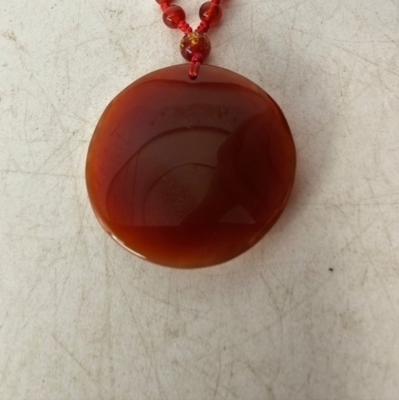Vintage red agate pendant necklace with red‎ agate beads - Picture 3 of 7